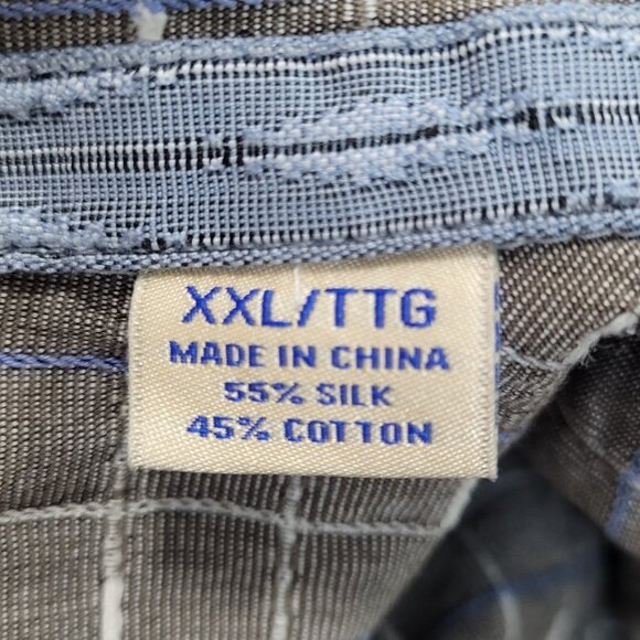 Tommy Bahama Grey Silk Cotton Original Fit Button Up Short Sleeve Shirt XXL - Picture 4 of 11